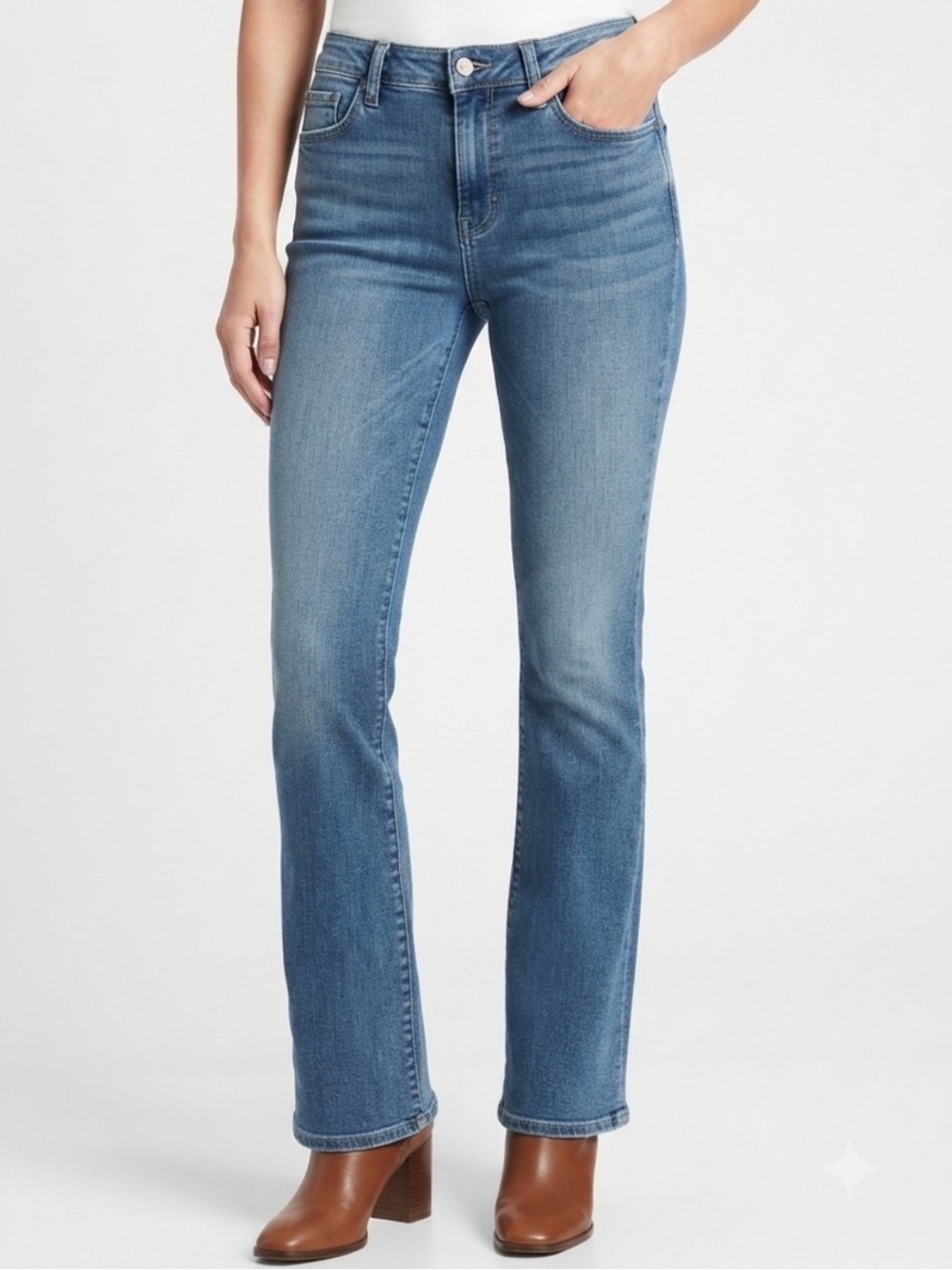 Driftwood Kelly medium wash denim boot cut jeans stretchy boho sz 30